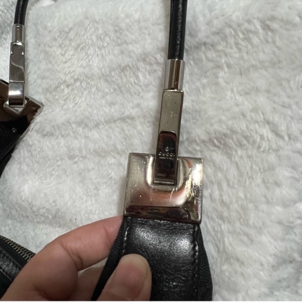 Vintage Gucci Black GG Logo Canvas Hobo Bag - Picture 10 of 16